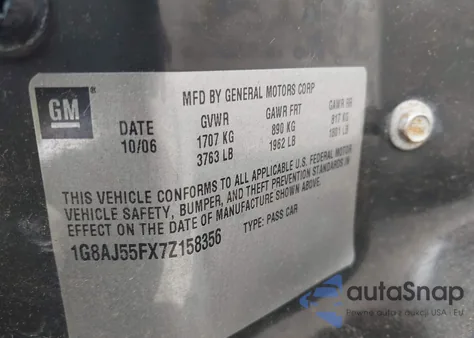 2007 Saturn Ion 2 from USA, damaged, VIN 1G8AJ55FX7Z158356